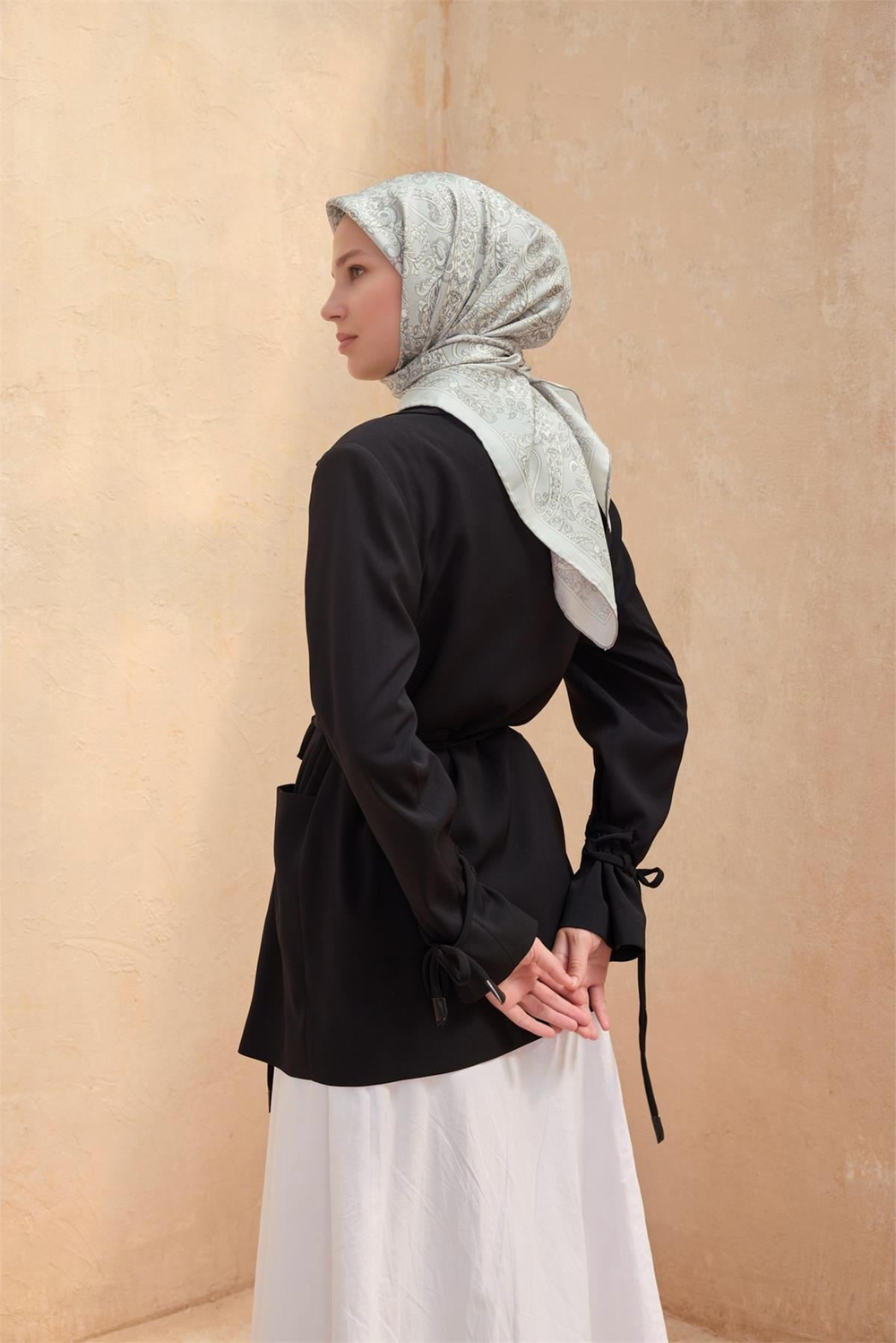 Belli İpek Eşarp - 4101- 82 Gümüş Gri Twill
