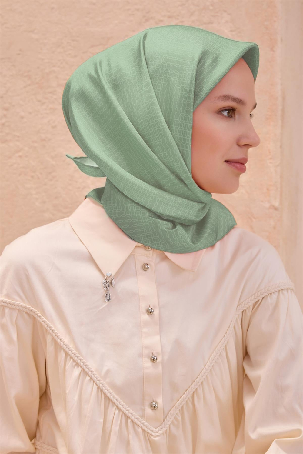 Belli İpek Eşarp - 4104-52 Mint Twill