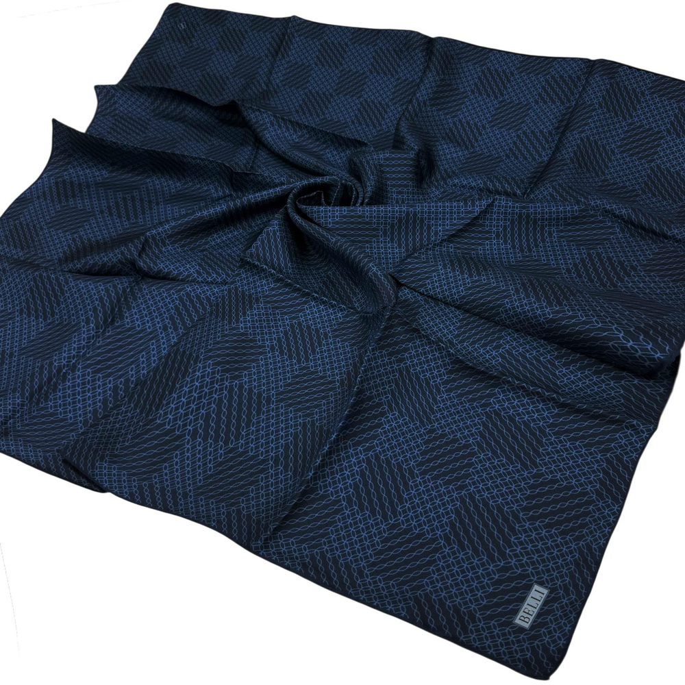 Belli Twill İpek Eşarp - 4104-61 Lacivert