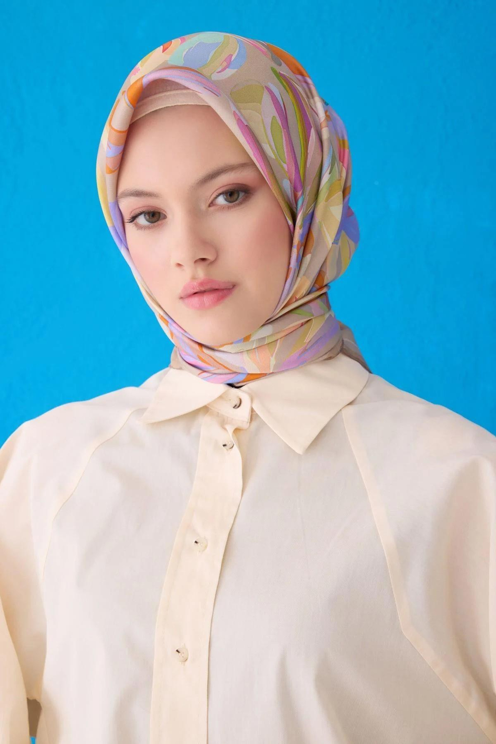 Belli İpek Eşarp - 4107-03 Vizon Sura Twill