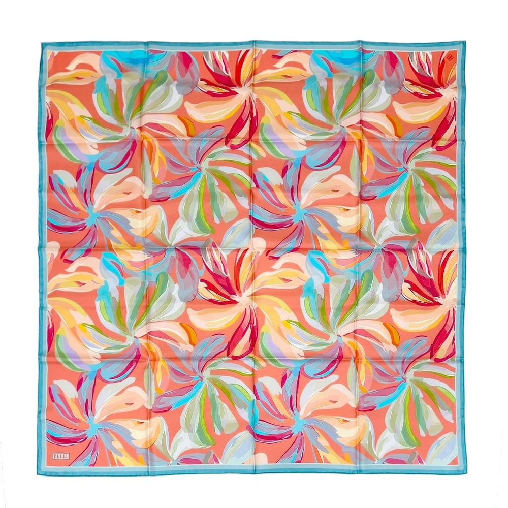 Belli İpek Eşarp - 4107-08 Somon Bebe Mavi Twill