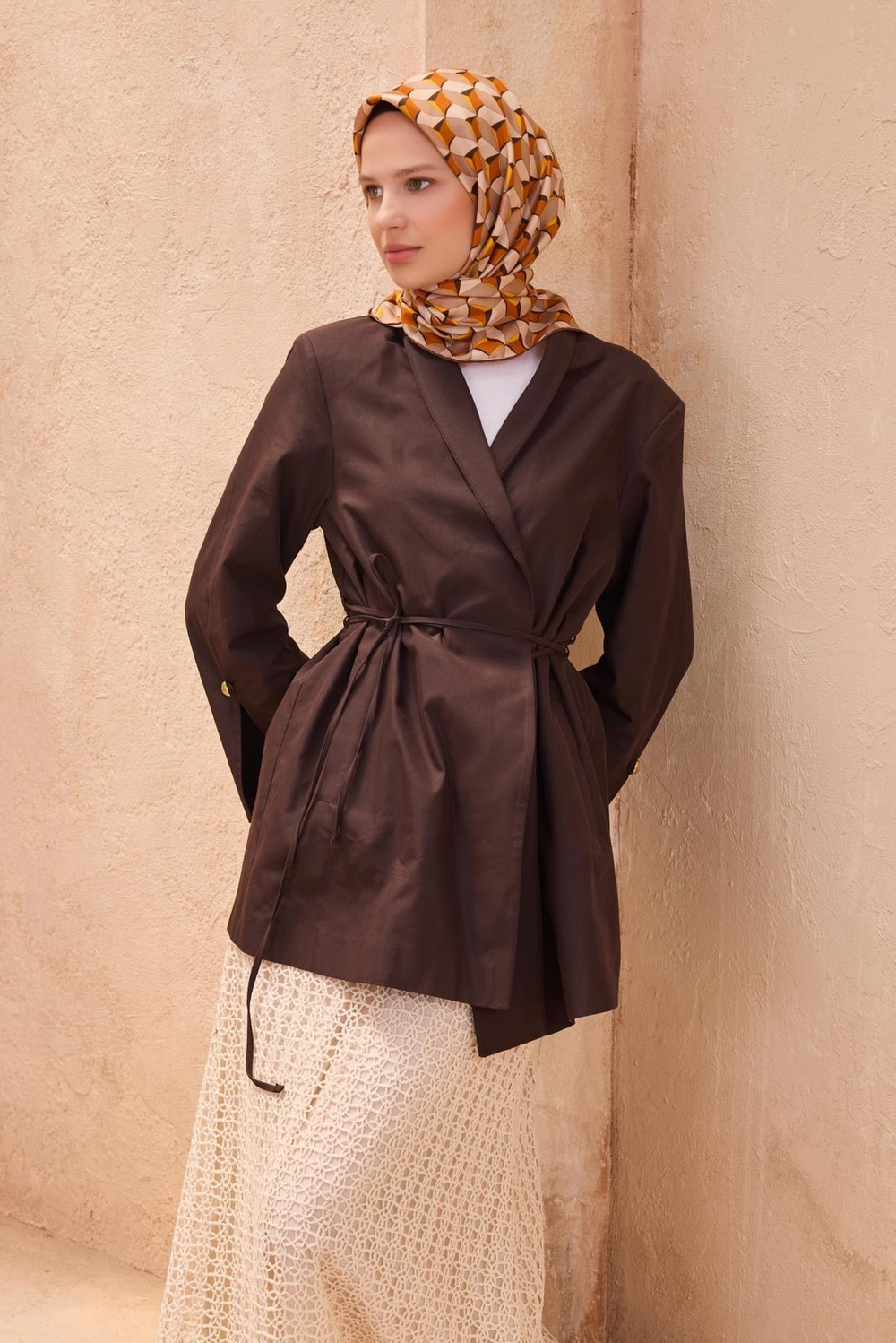 Belli İpek Eşarp - 4112-36 Turuncu Twill