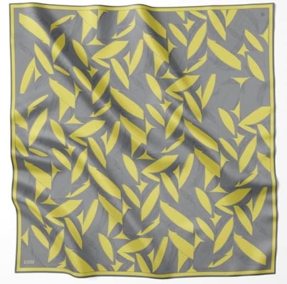 Belli İpek Eşarp - 4123-57 Gri Sarı Twill