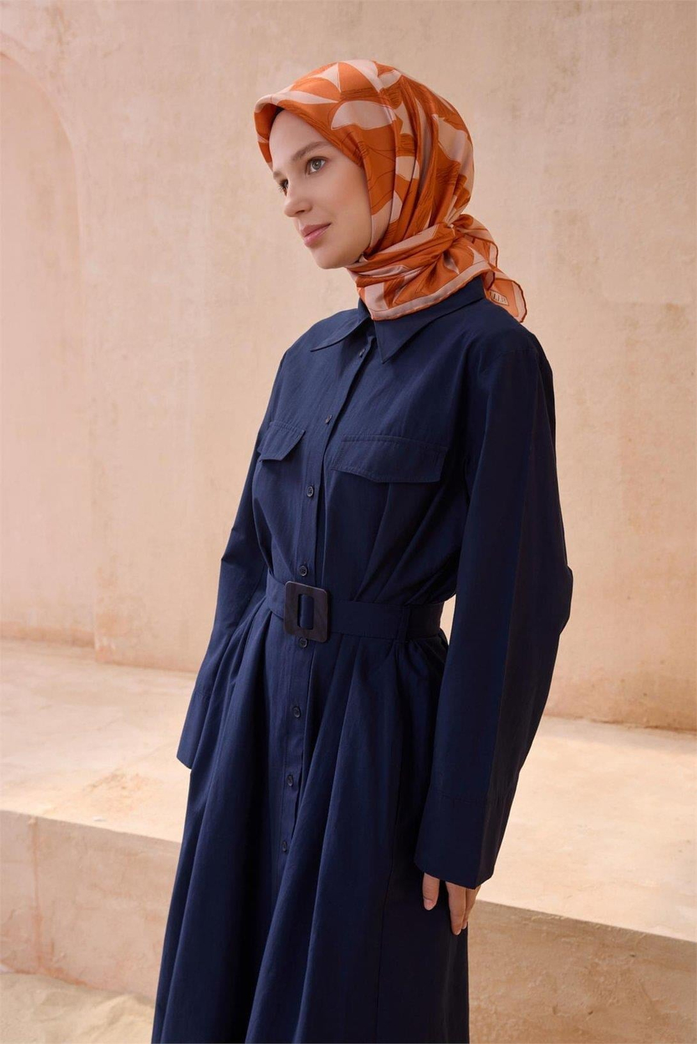 Belli İpek Eşarp - 4123-59 Turuncu Twill