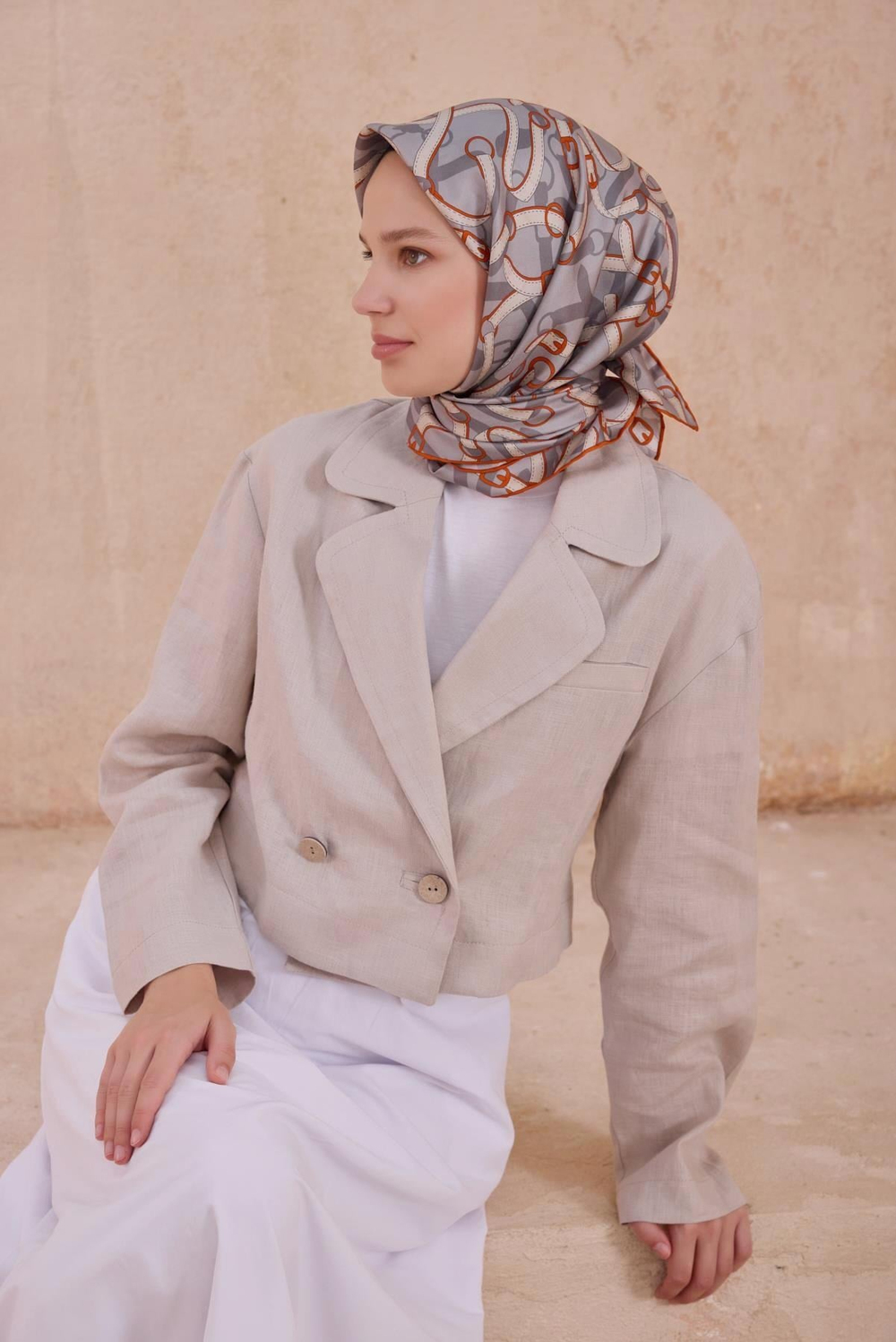Belli İpek Eşarp - 4125-39 Gri Twill