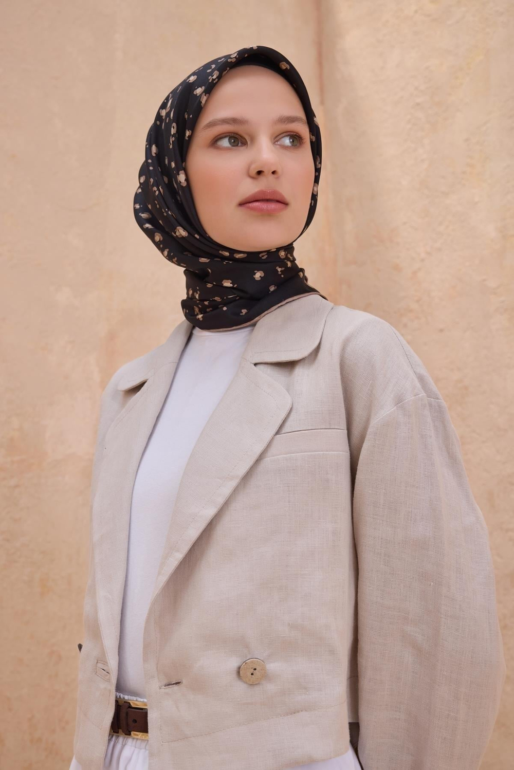 Belli İpek Eşarp - 4126-33 Siyah Twill