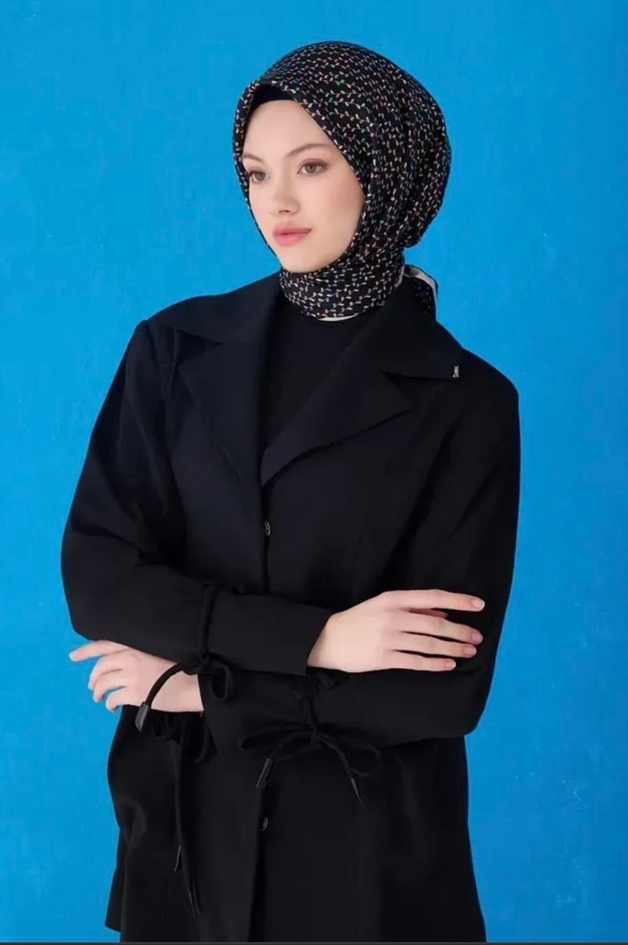 Belli İpek Eşarp - 4128-85 Siyah Twill