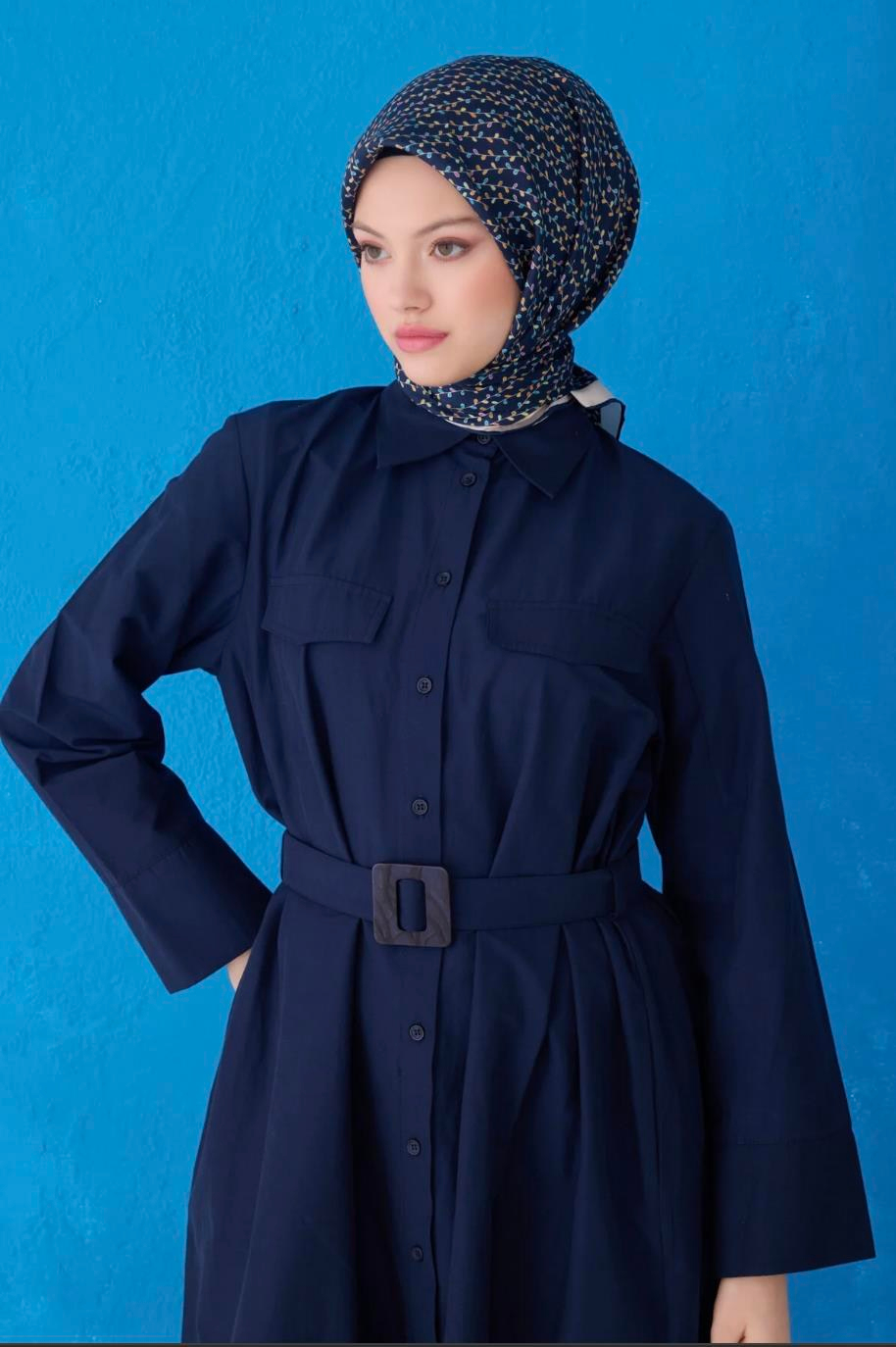 Belli İpek Eşarp - 4128-86 Lacivert Twill