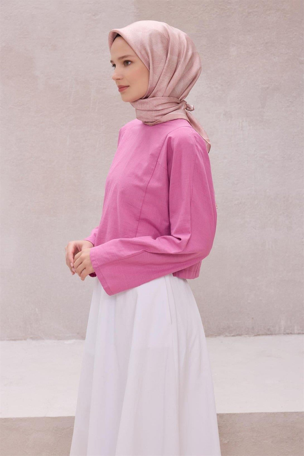 Belli İpek Eşarp - 4201-32 Pudra Twill