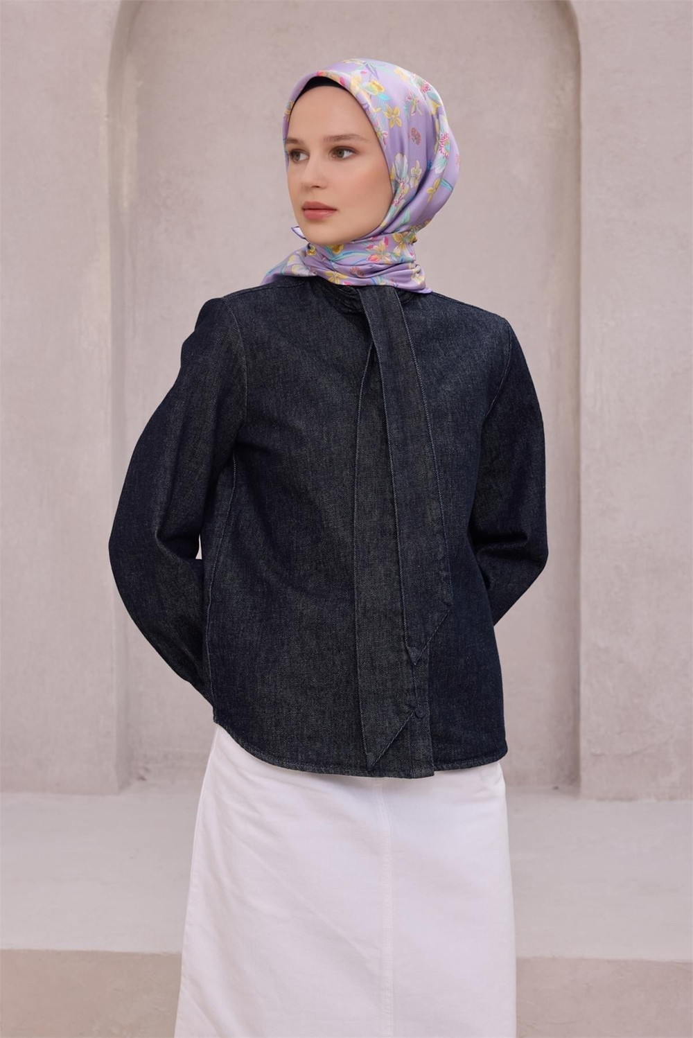 Belli İpek Eşarp - 4210-50 Lila Twill Twill