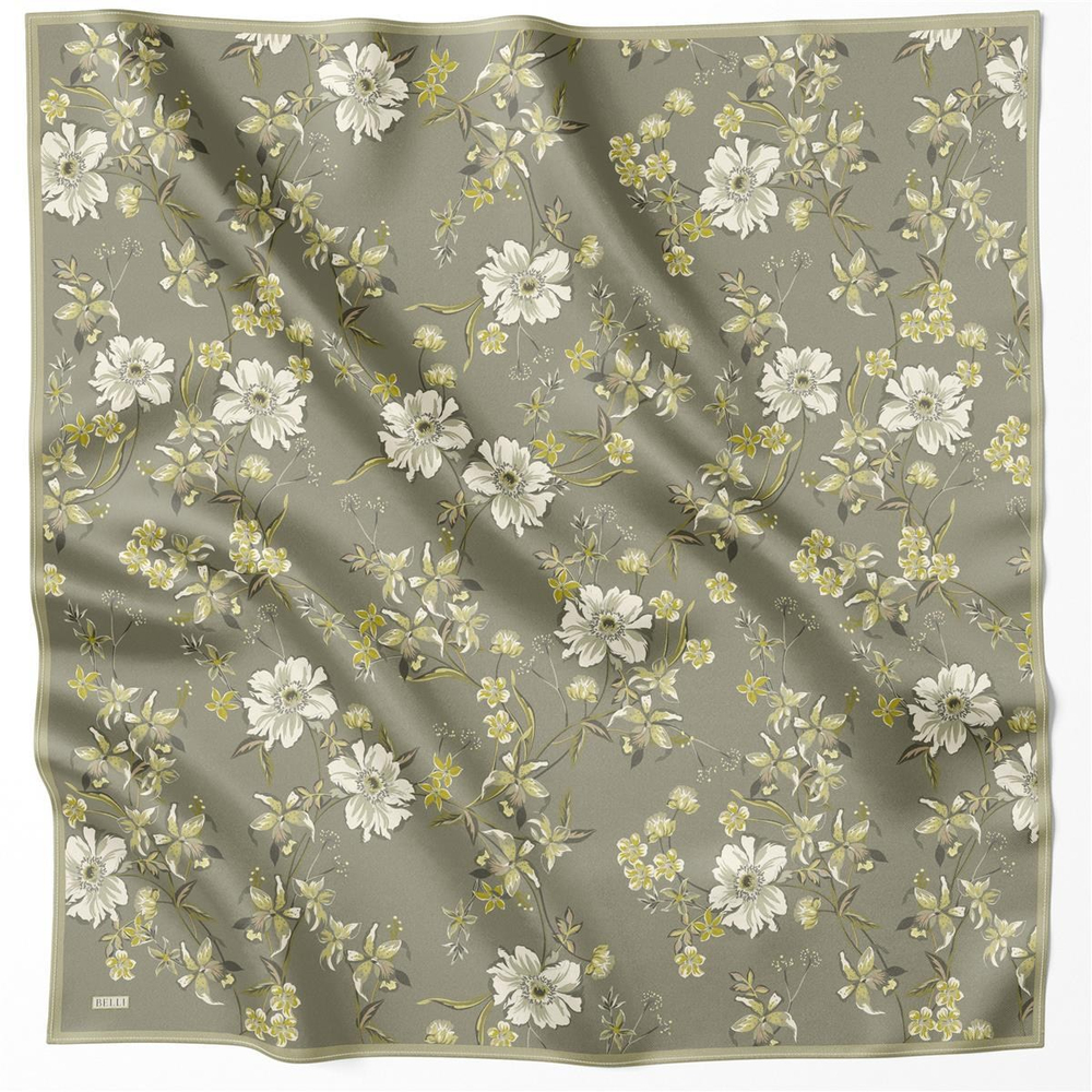 Belli İpek Eşarp - 4210-87 Haki Twill Twill