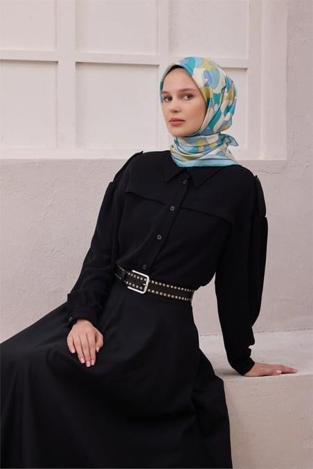 Belli İpek Eşarp - 4213-38 Mavi Twill