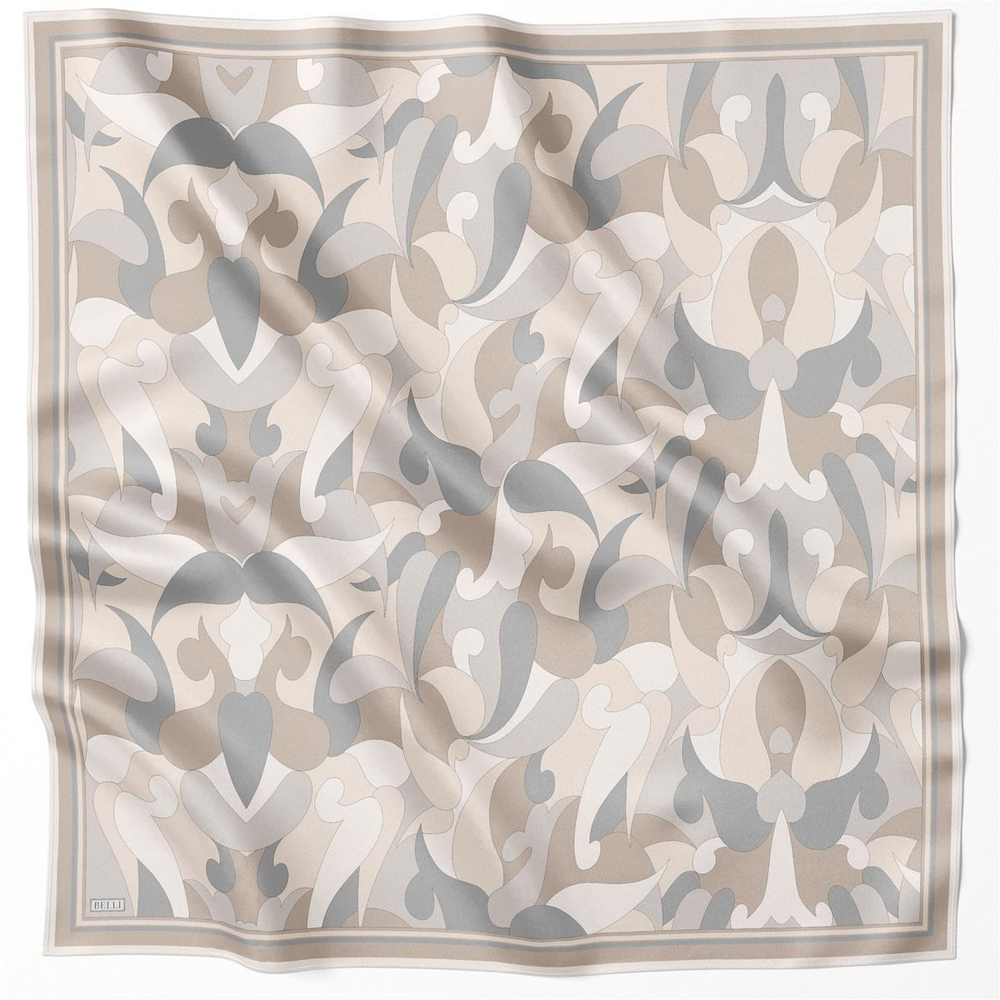Belli İpek Eşarp - 4213-84 Bej Gri Twill