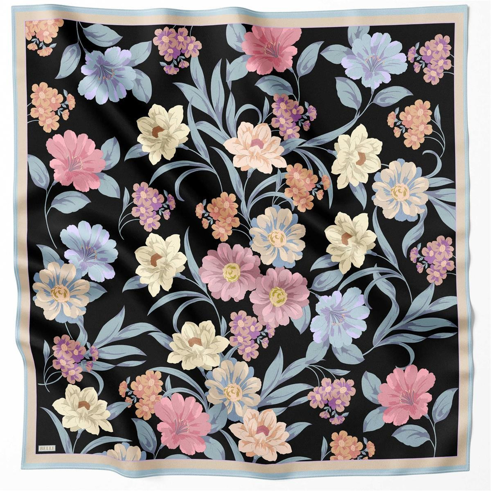 Belli İpek Eşarp - 4219-33 Siyah Twill