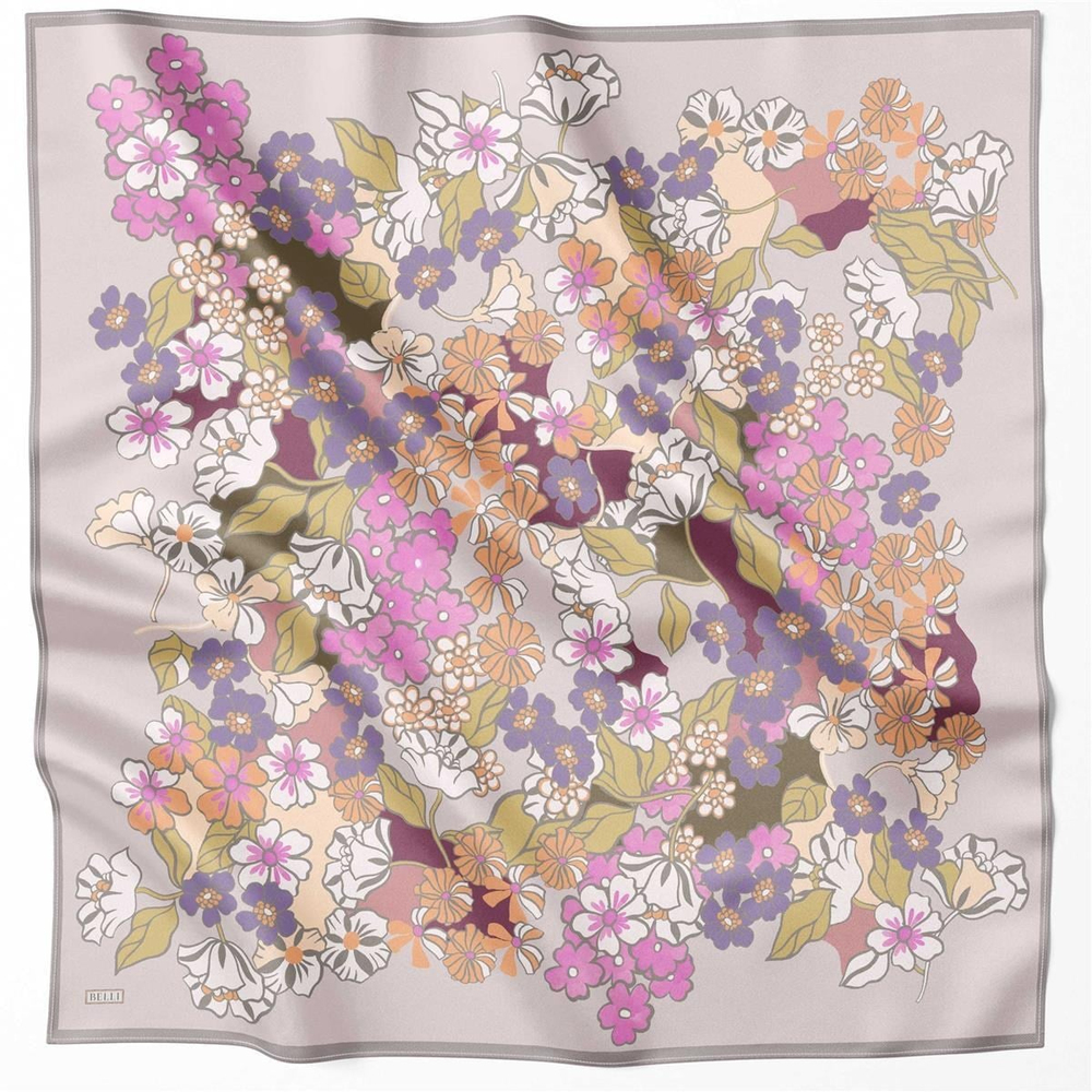 Belli İpek Eşarp - 4220-31 Gri Pembe Twill