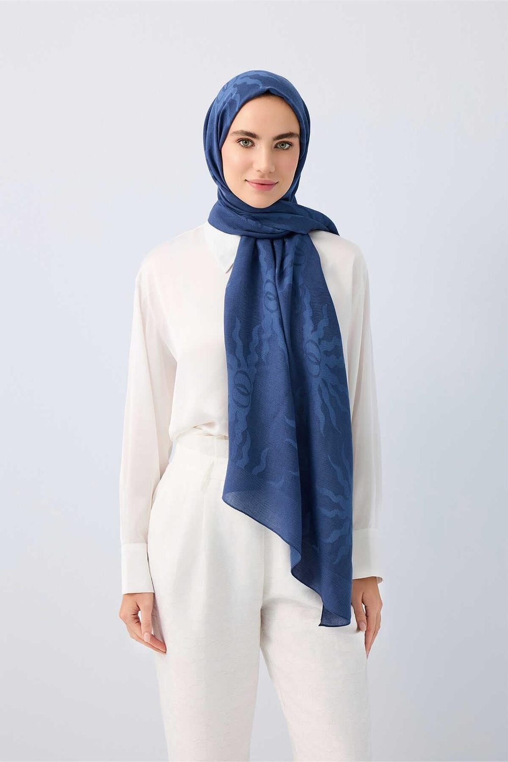 Imannoor Ferah Tensel Şal - Güneş Doğarken - Lacivert