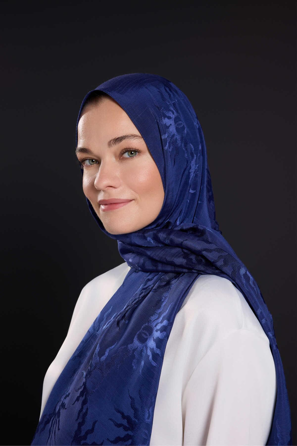 Imannoor Floş Pamuk Şal - Güneş Doğarken Shiny - Lacivert