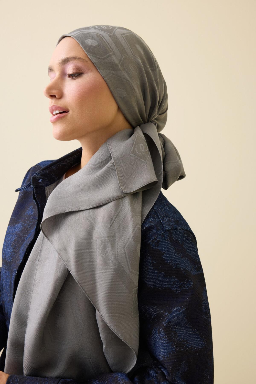 Imannoor Floş Viskon Şal - Altıgen Baklava - Antrasit