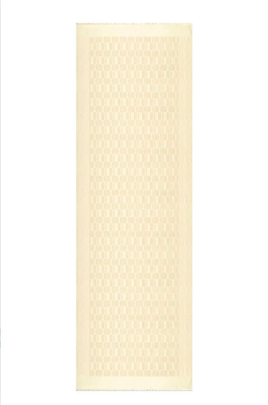 Imannoor İpek Cashmere Şal - Petek Monogram Desenli - Krem