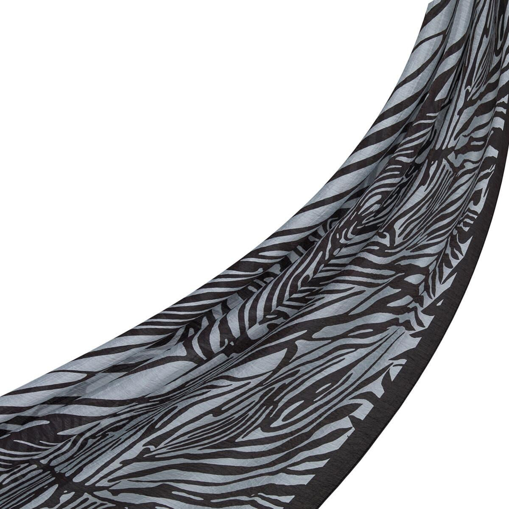 İpekevi Desenli Tensoft Şal - Zebra Desenli - Siyah Beyaz
