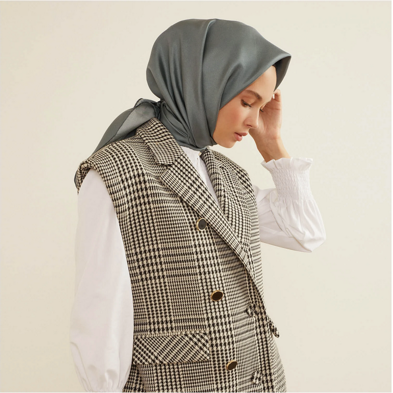 İpekevi Düz Twill İpek Eşarp - Çelik Kurşuni