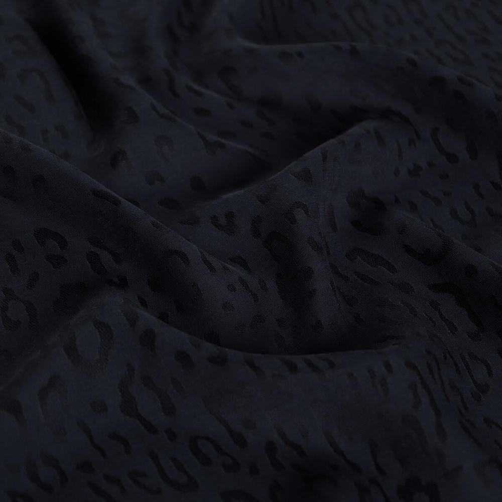 İpekevi Monogram Şal - Leopar Desenli - Lacivert