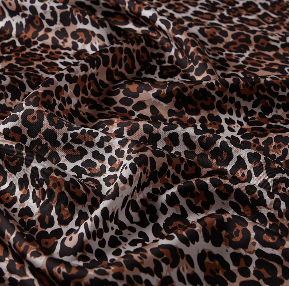 İpekevi Twill İpek Eşarp - Bordürlü Leopar - Krem