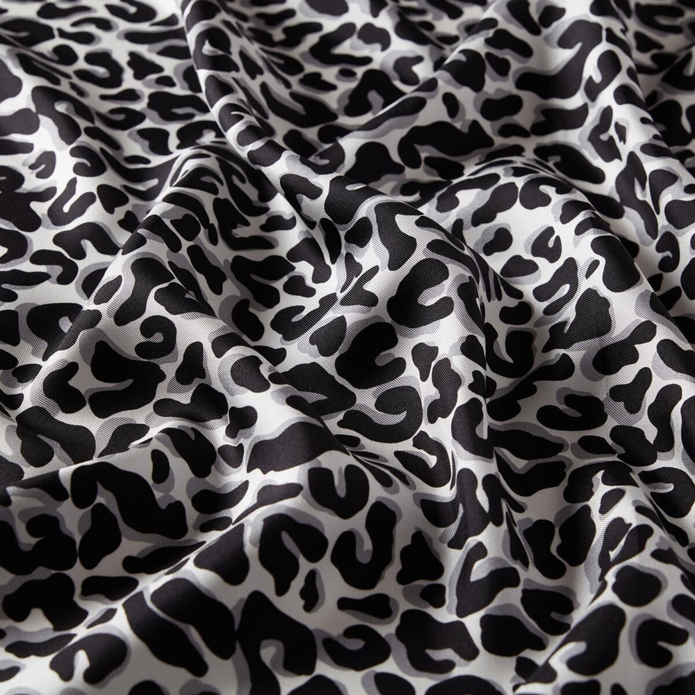 İpekevi Twill İpek Eşarp - Leopar Desenli - Siyah