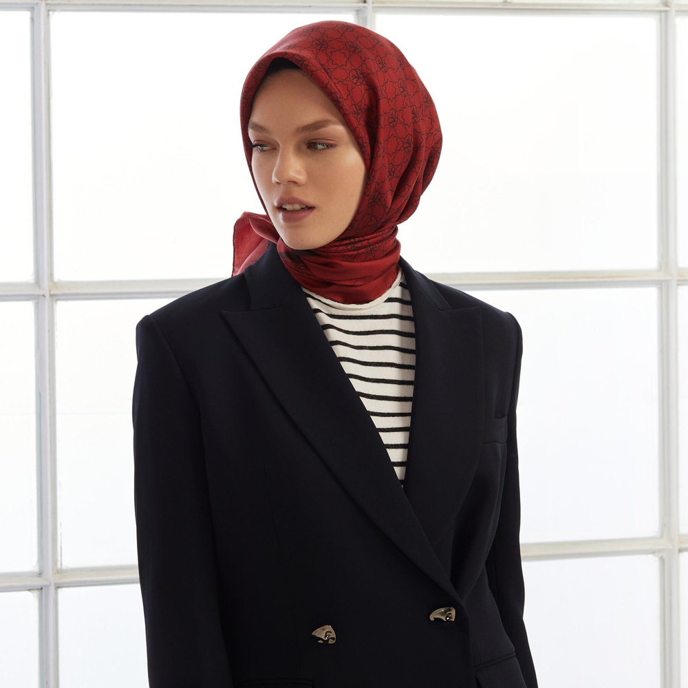 İpekevi Twill İpek Eşarp - Mini Seljuk - Kırmızı