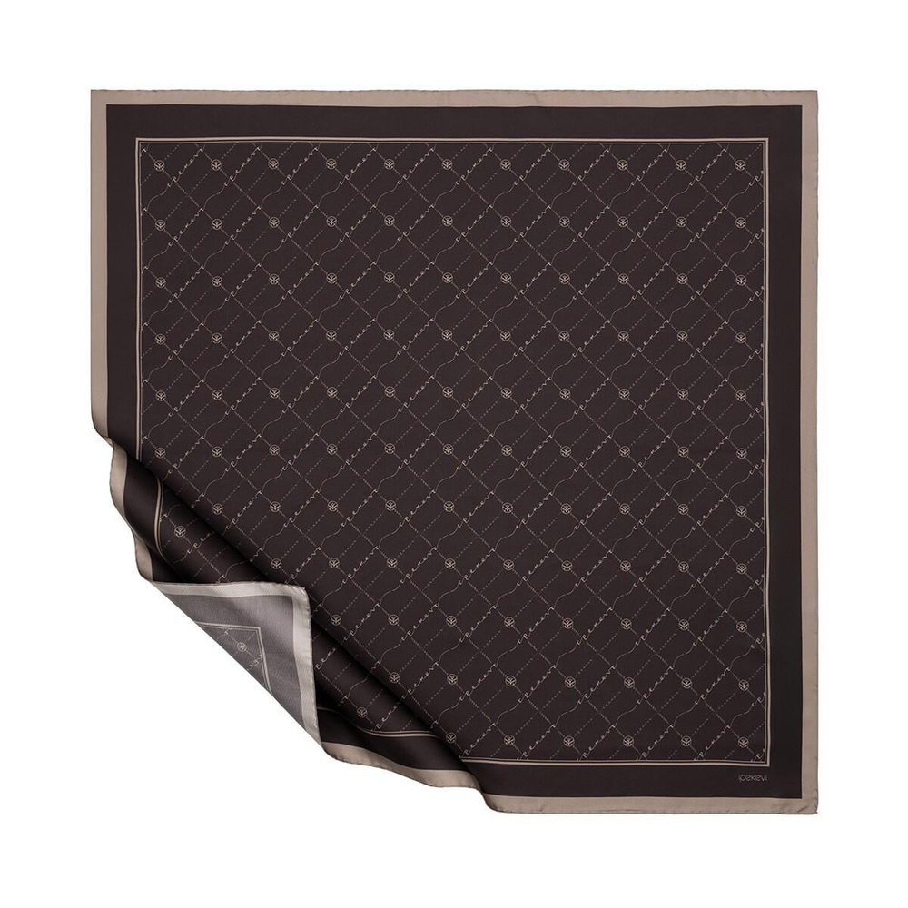 İpekevi Twill İpek Eşarp - Monogram - Acı Kahve Taş