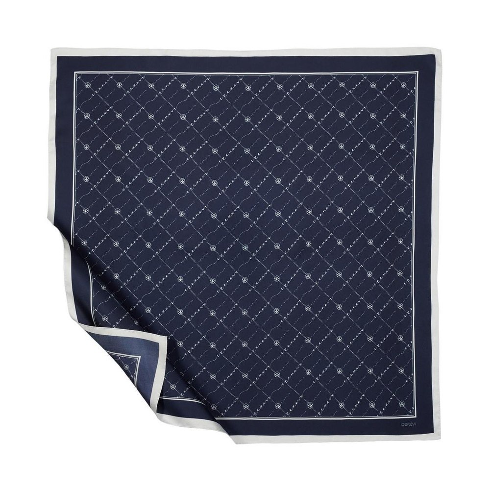 İpekevi Twill İpek Eşarp - Monogram - Lacivert
