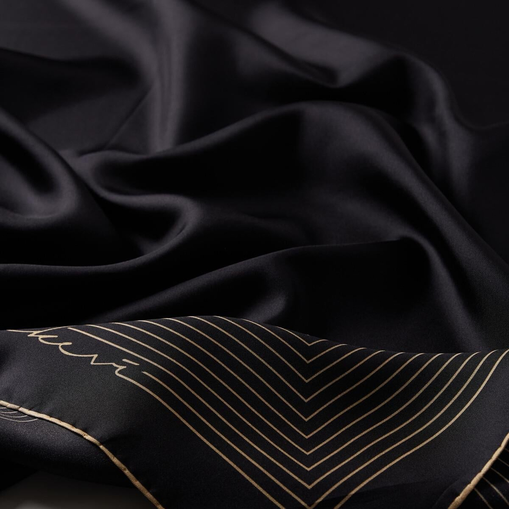 İpekevi Twill İpek Eşarp - Prive - Siyah Gold