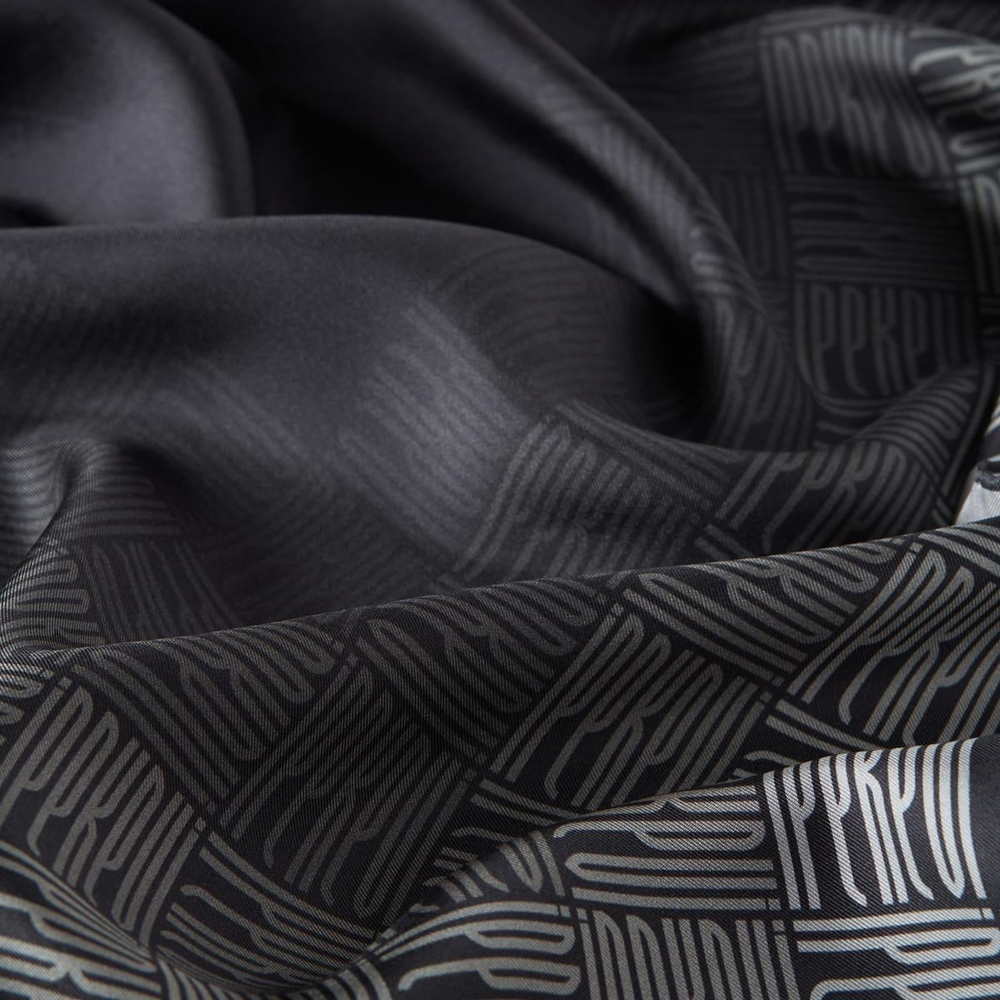 İpekevi Twill İpek Eşarp - Qufi Pattern - Siyah Beyaz