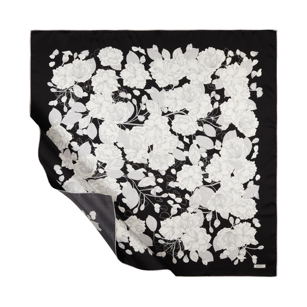 İpekevi Twill İpek Eşarp - Sakura Desenli - Siyah