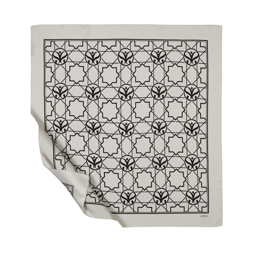 İpekevi Twill İpek Eşarp - Seljuk Monogram - Gri Siyah