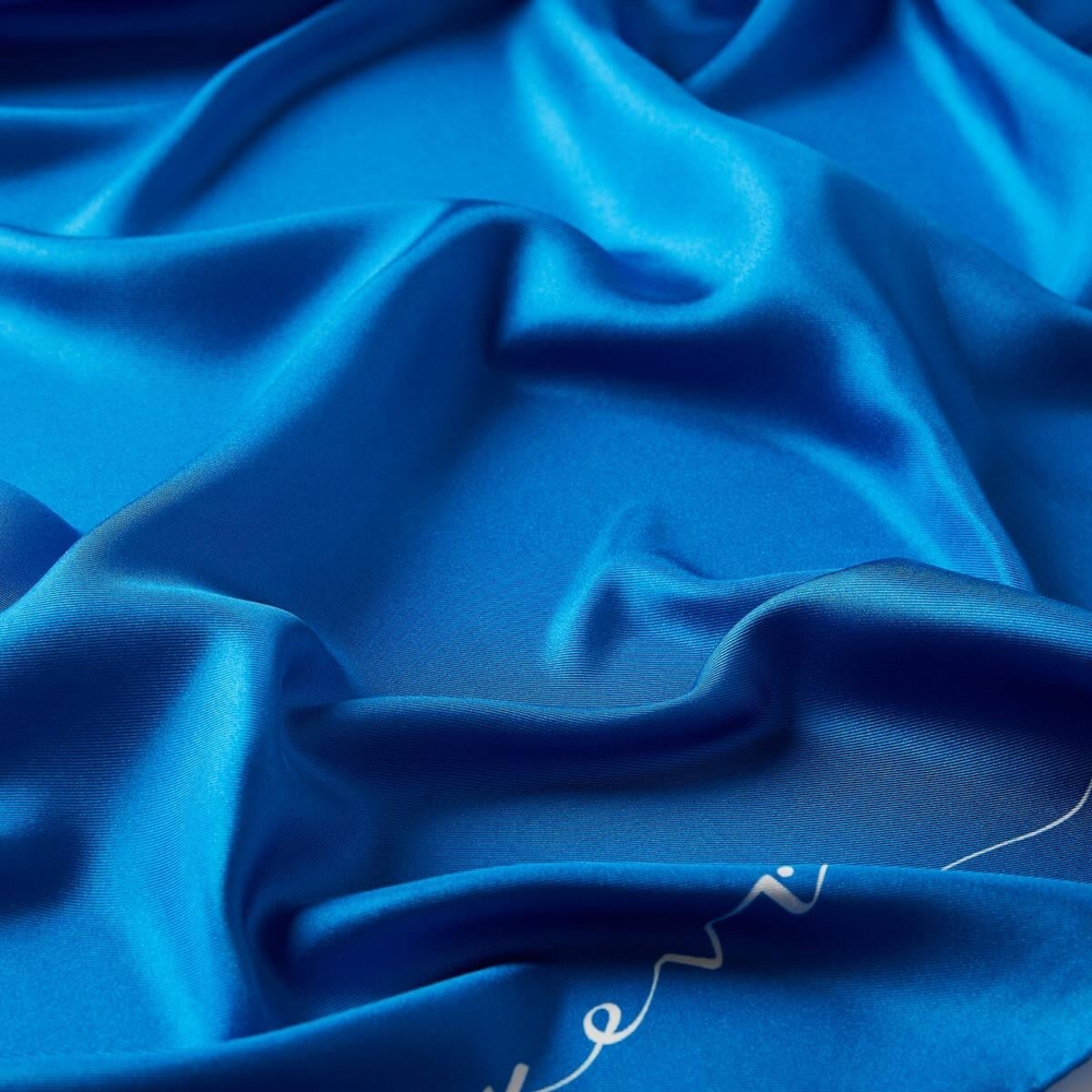 İpekevi Twill İpek Eşarp - Signature - Saks Mavisi