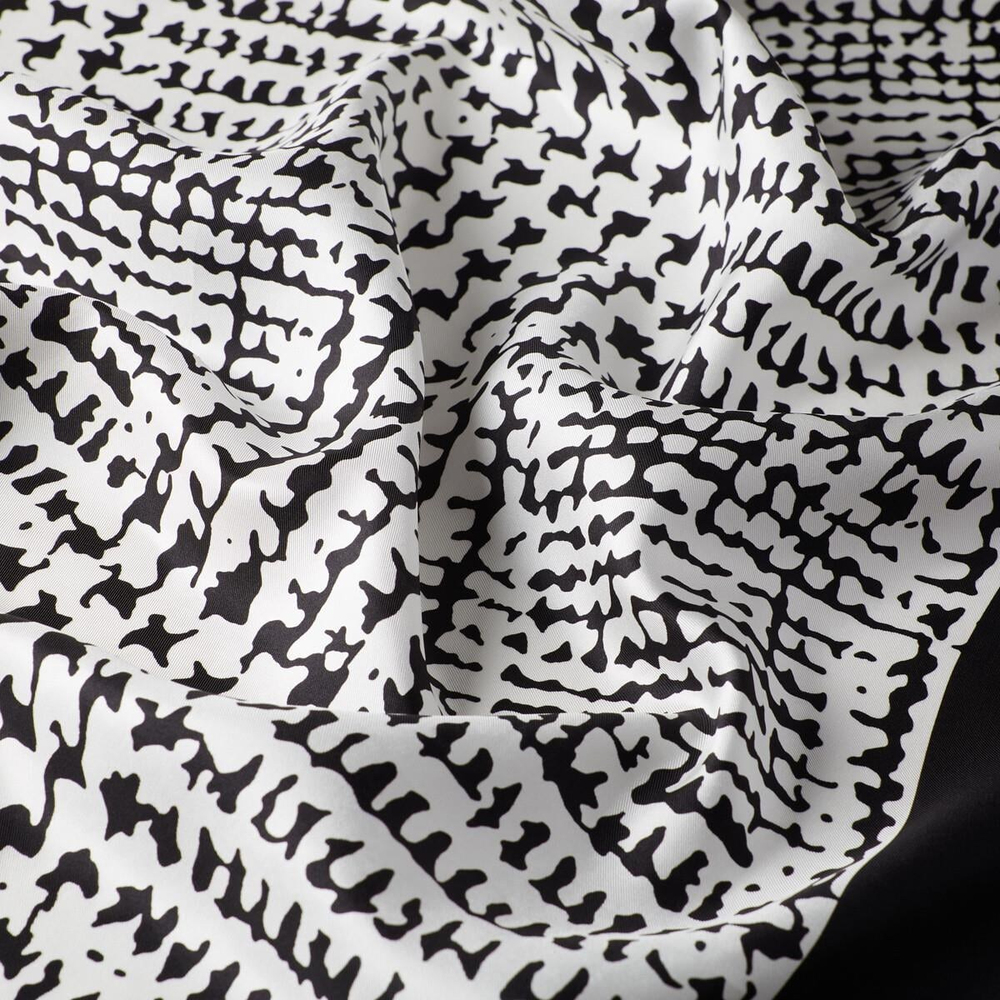 İpekevi Twill İpek Eşarp - Tweed Ekose - Siyah Beyaz