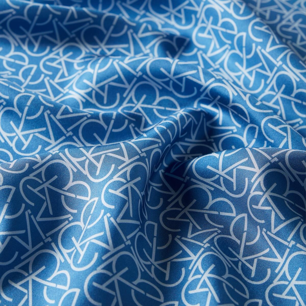 İpekevi Twill İpek Eşarp - Typo Monogram - İndigo