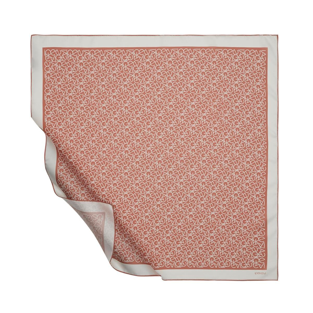 İpekevi Twill İpek Eşarp - Typo Monogram - Terracotta