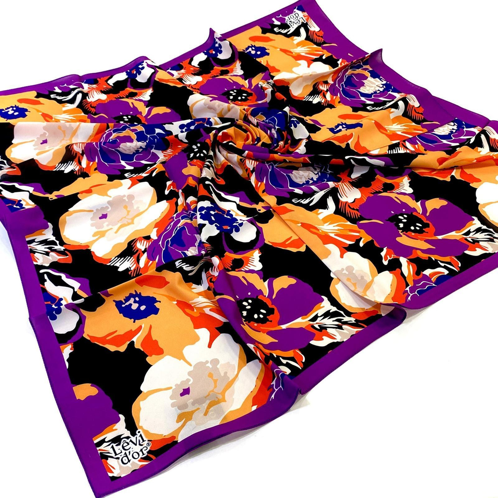 Levidor Desenli Violet Eşarp - 16200 - Erguvan