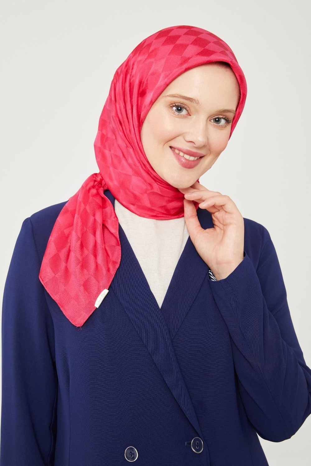 Levidor Jakarlı Eşarp - Dama - Fuşya
