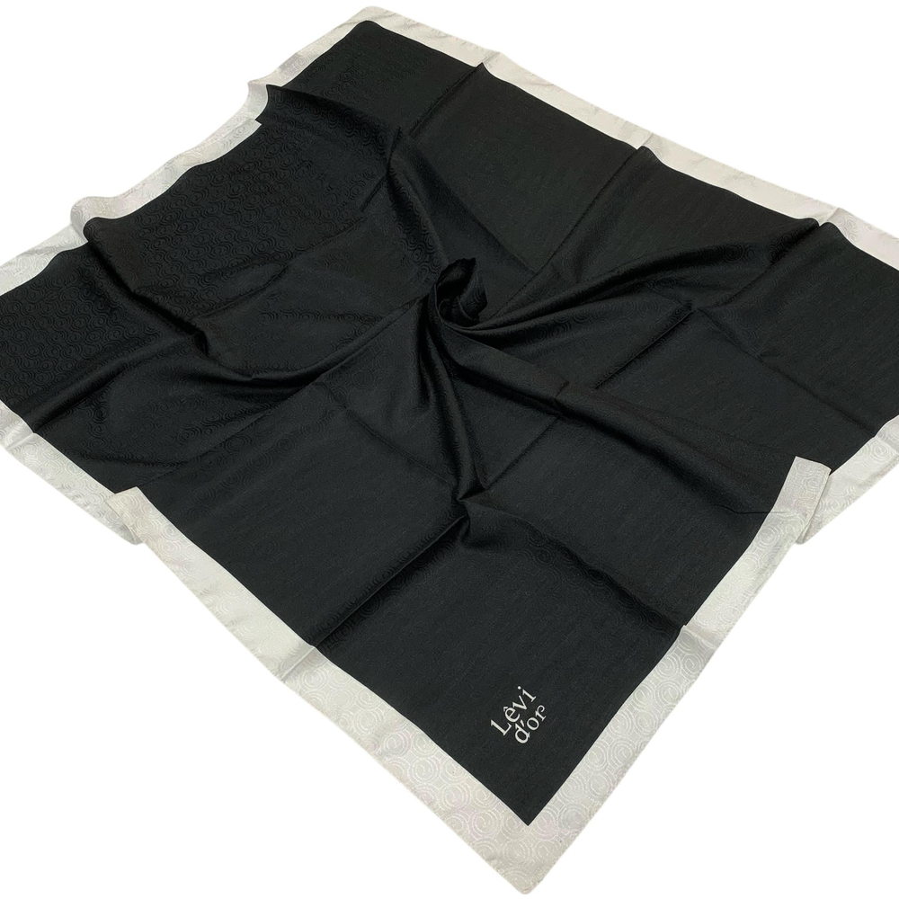 Levidor Monogram Eşarp - Beyaz Siyah