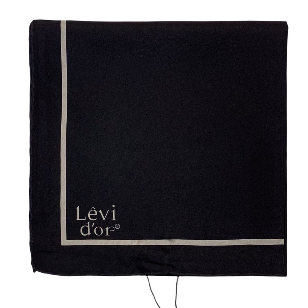 Levidor Şeritli Düz Twill İpek Eşarp - Siyah