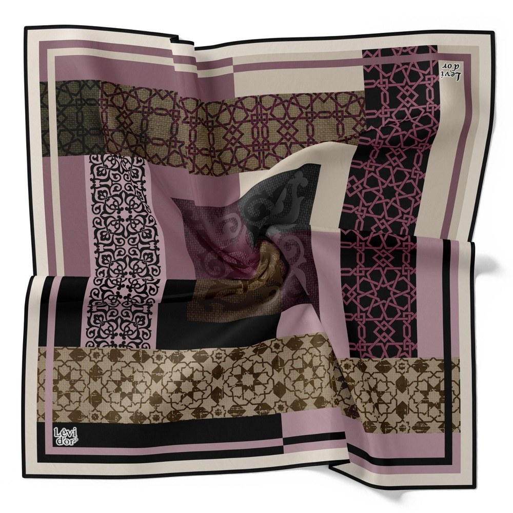 Levidor Soft Pamuk Eşarp - 90060-02 Siyah Mor