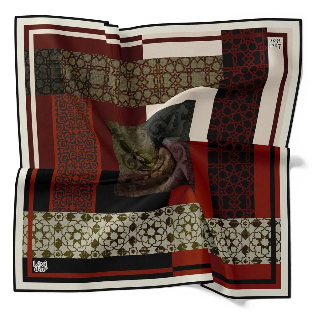 Levidor Soft Pamuk Eşarp - 90060-03 Siyah Bordo