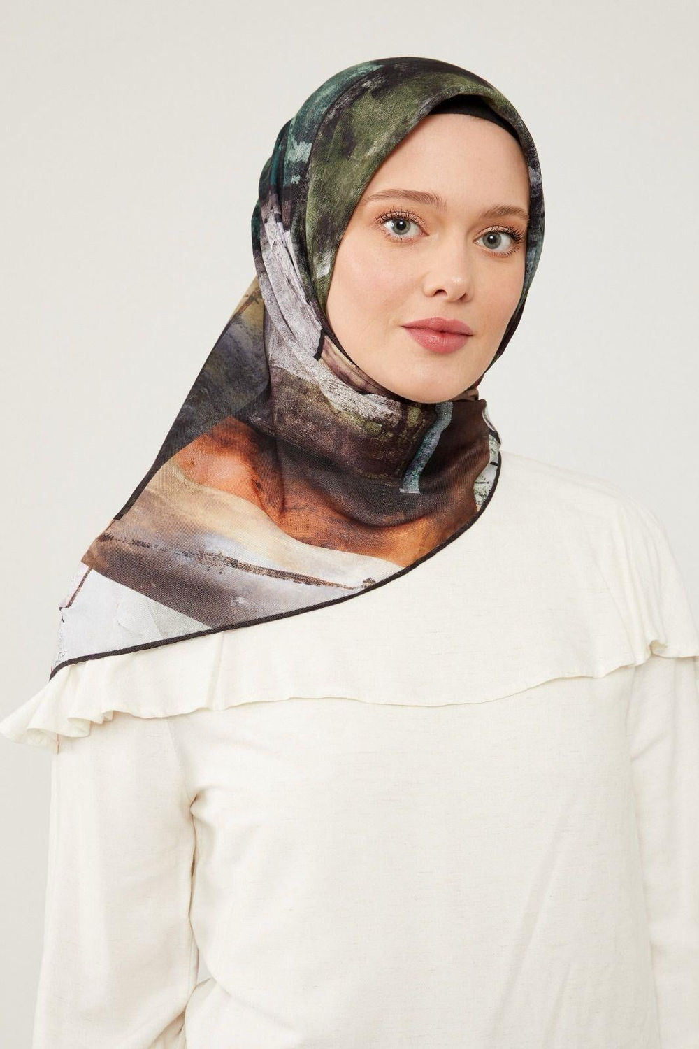Levidor Soft Pamuk Eşarp - 90063-01 Taş
