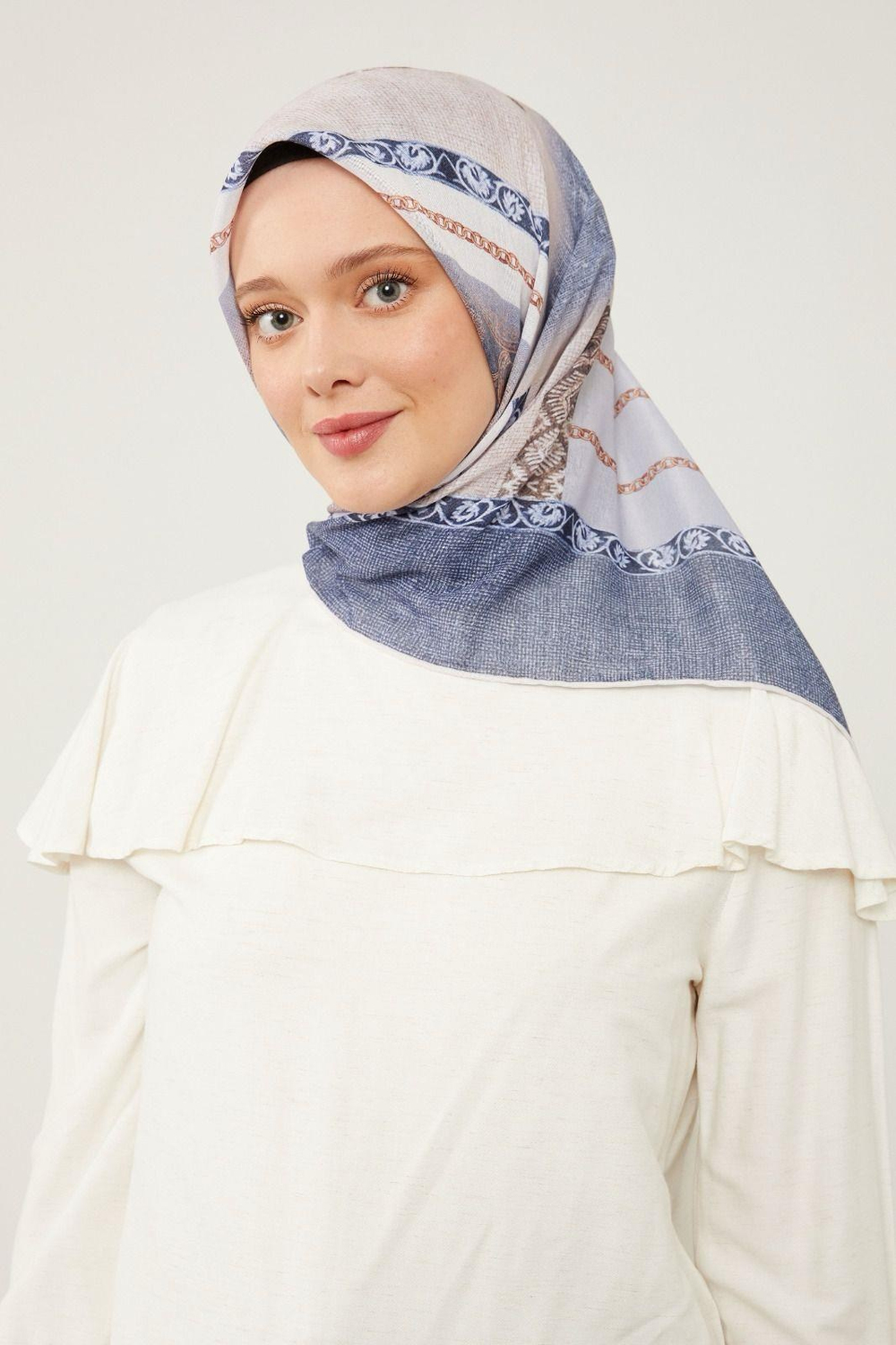 Levidor Soft Pamuk Eşarp - 90067-01 Mavi