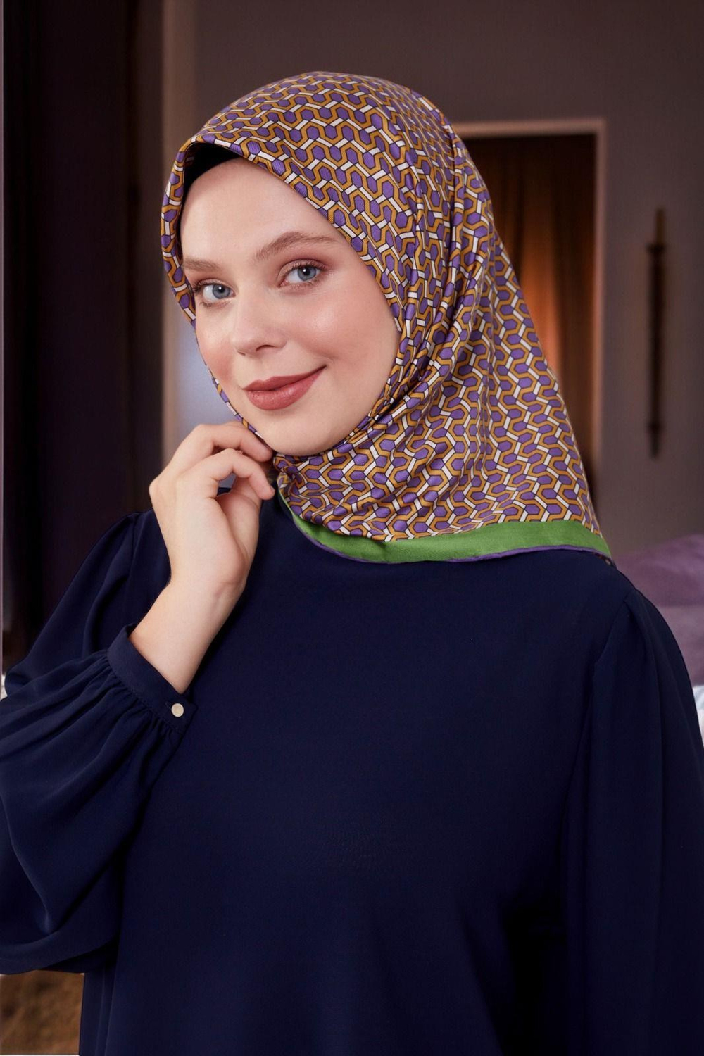 Levidor Trend Eşarp - 17861-03 Mor Yeşil