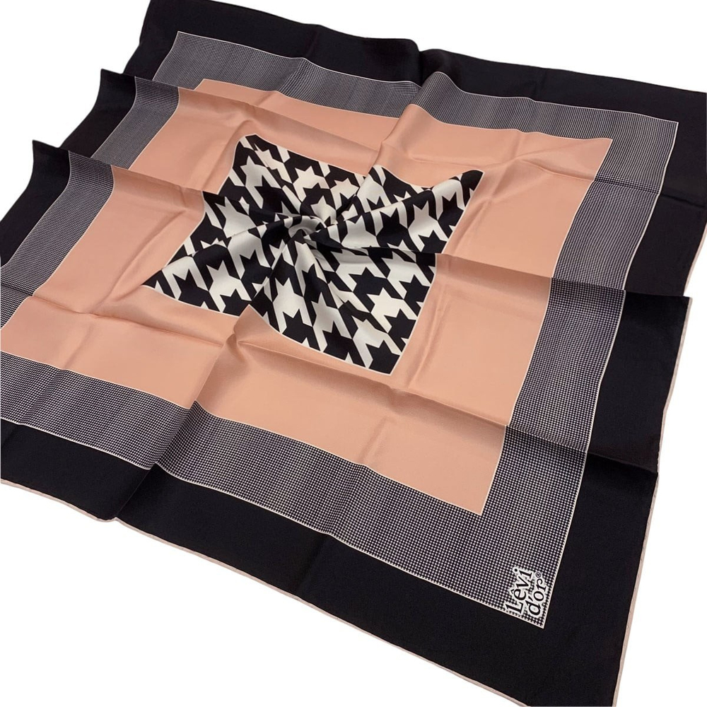Levidor Twill İpek Eşarp - Kazayağı Desen - Somon