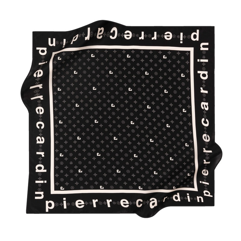 Pierre Cardin İpek Eşarp - 8940438-911 Siyah Beyaz Twill